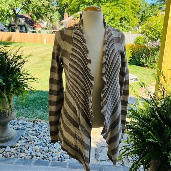 Vanity Cardigan  Striped longsleeve lightweight Wrap Size medium - Picture 1 of 8